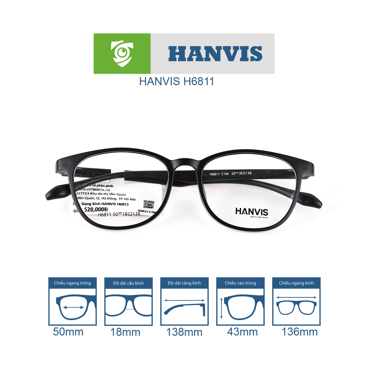 Gọng kính HANVIS H6811 - Ảnh 2