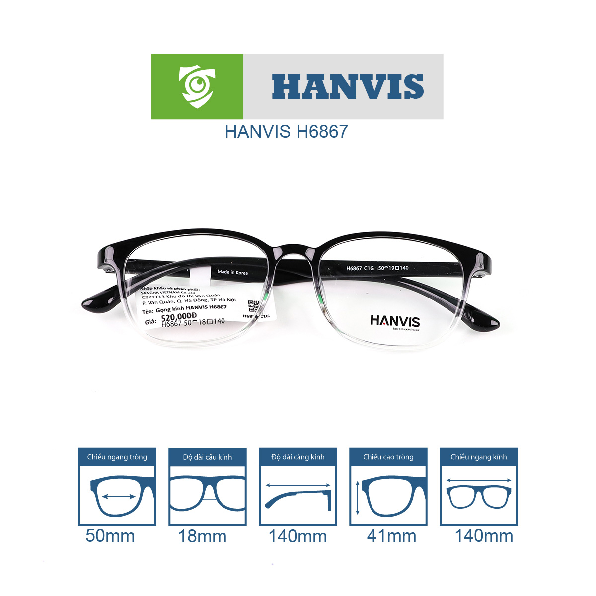 Gọng kính HANVIS H6867 - Ảnh 11