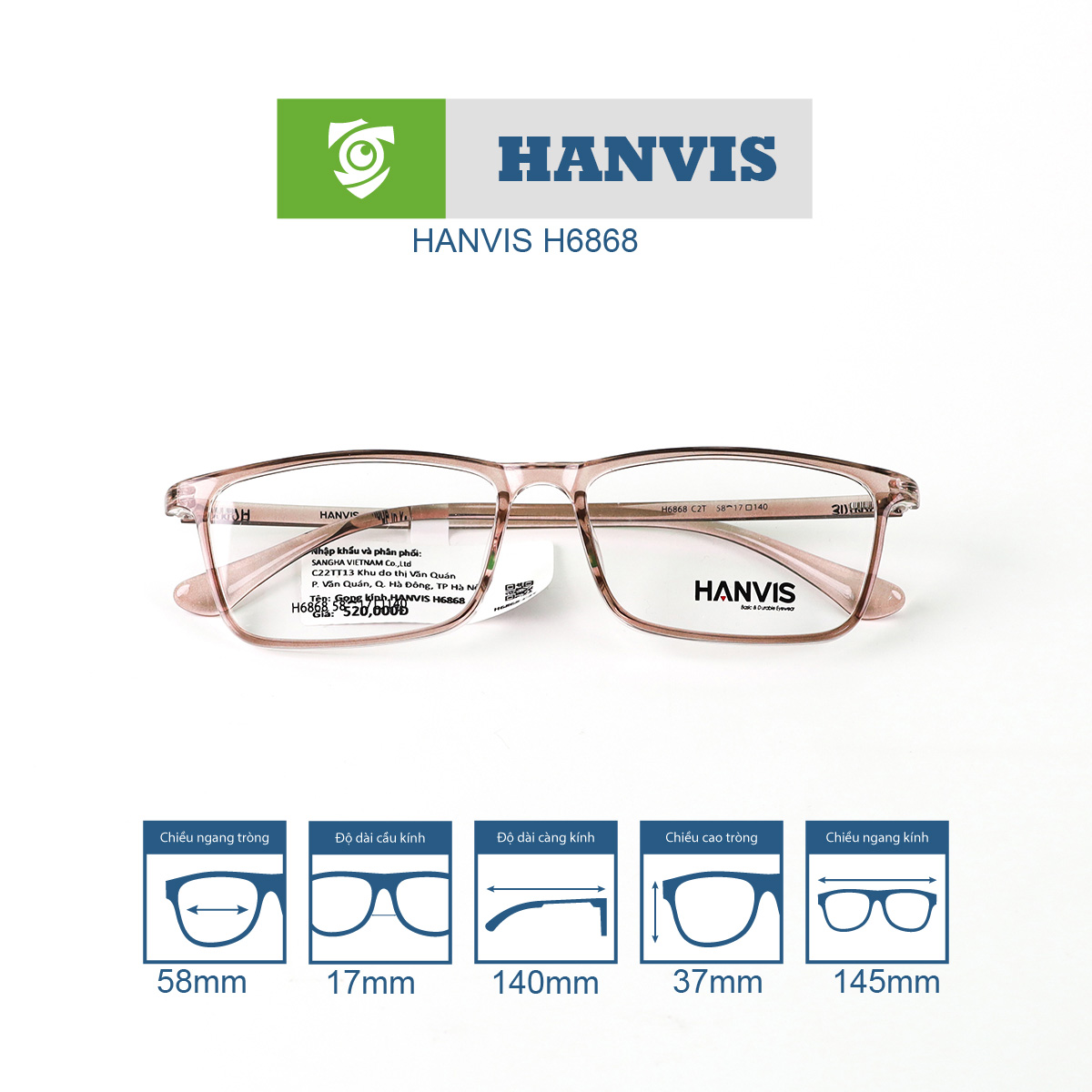 Gọng kính HANVIS H6868