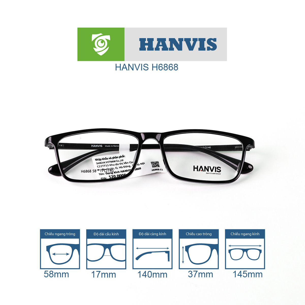 Gọng kính HANVIS H6868