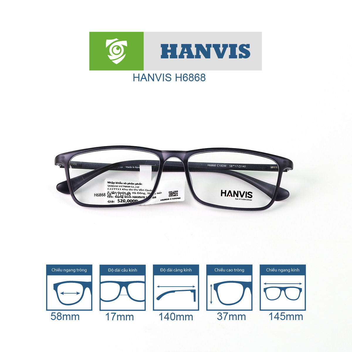 Gọng kính HANVIS H6868