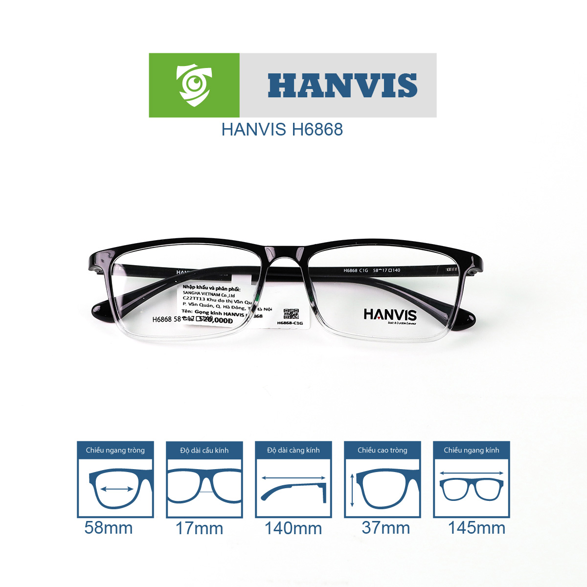 Gọng kính HANVIS H6868