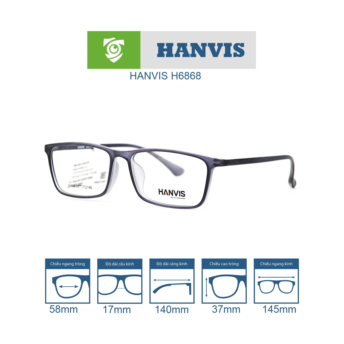 Gọng kính HANVIS H6868