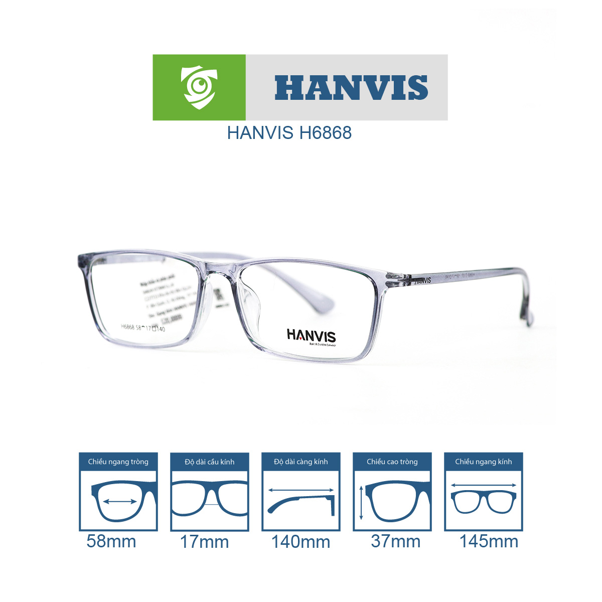 Gọng kính HANVIS H6868
