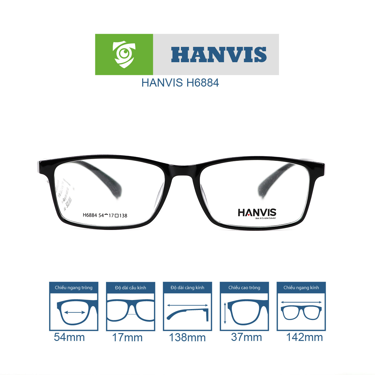 Gọng kính HANVIS H6884 - Ảnh 1