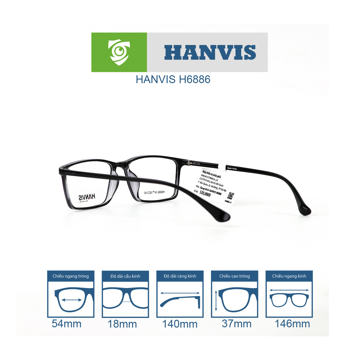 Gọng kính HANVIS H6886 - Ảnh 5