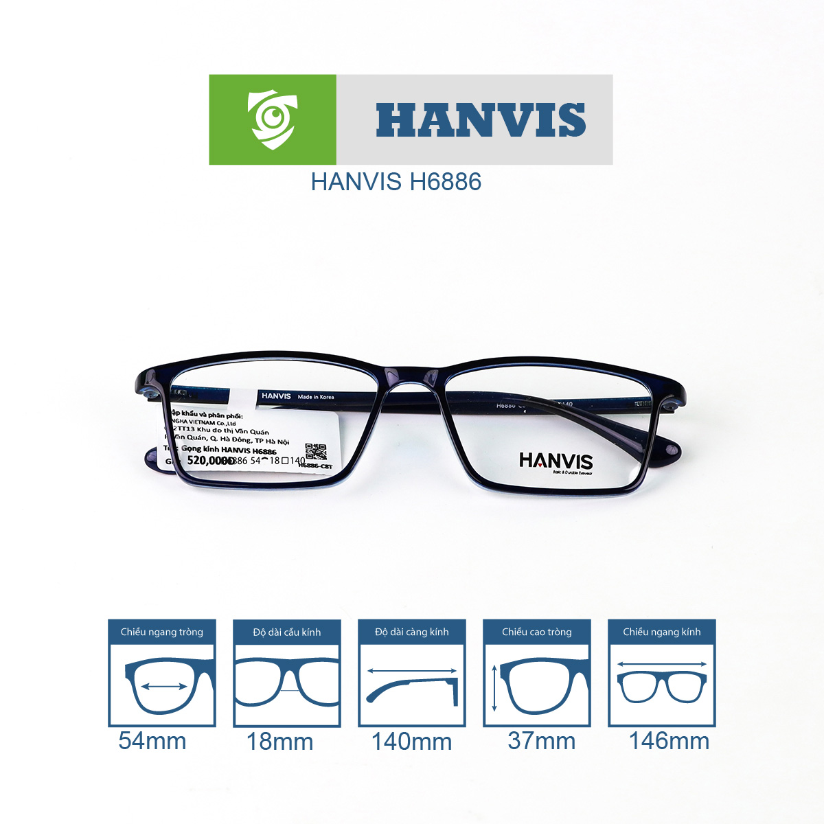 Gọng kính HANVIS H6886 - Ảnh 3