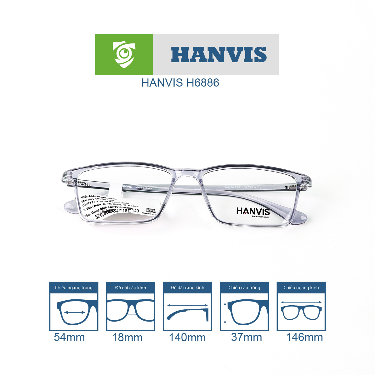 Gọng kính HANVIS H6886 - Ảnh 2