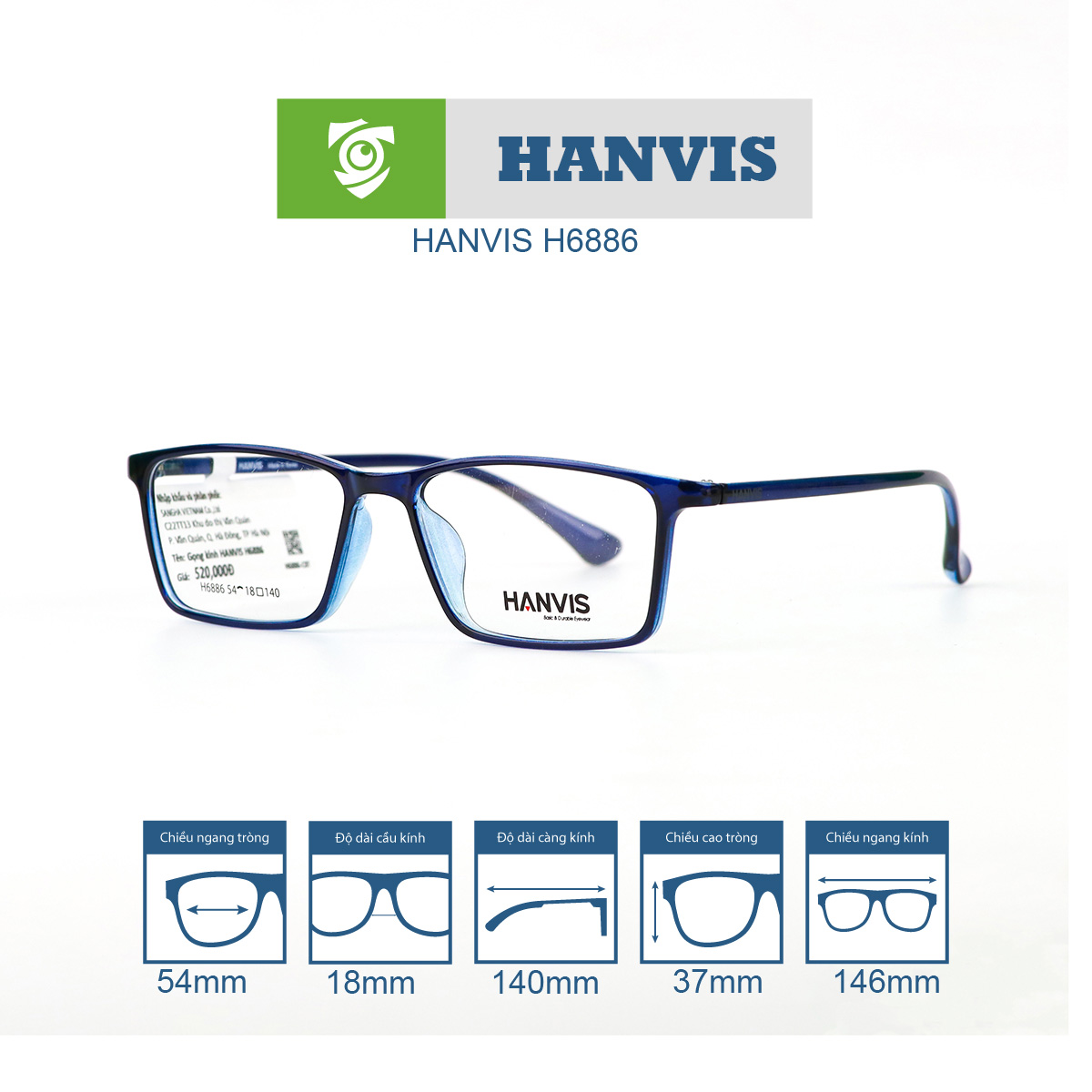 Gọng kính HANVIS H6886 - Ảnh 8