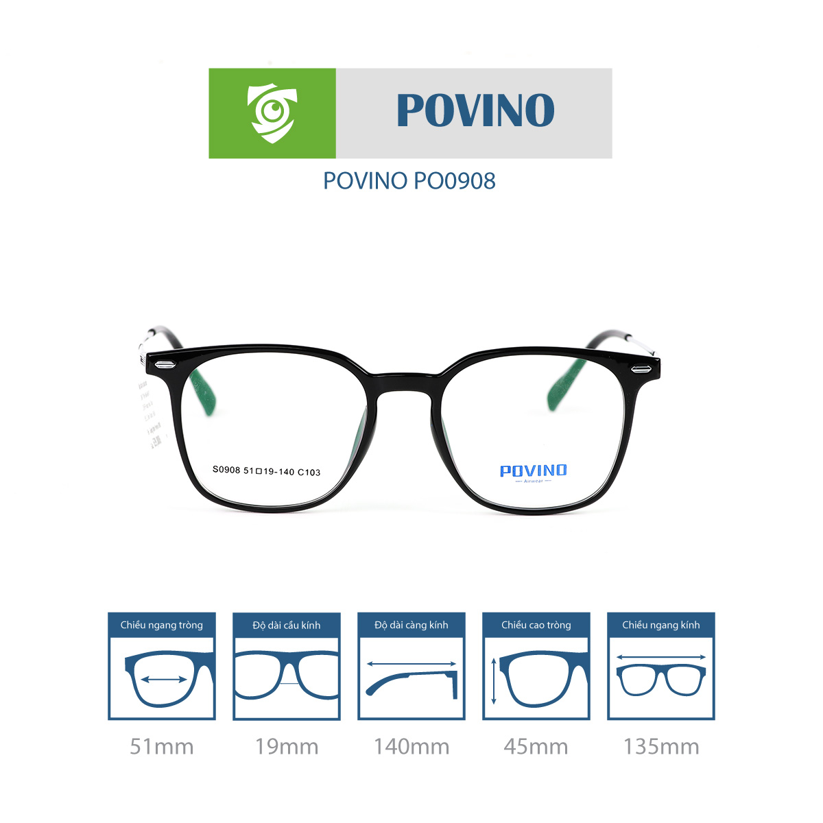 Gọng kính POVINO PO0908 - Ảnh 1