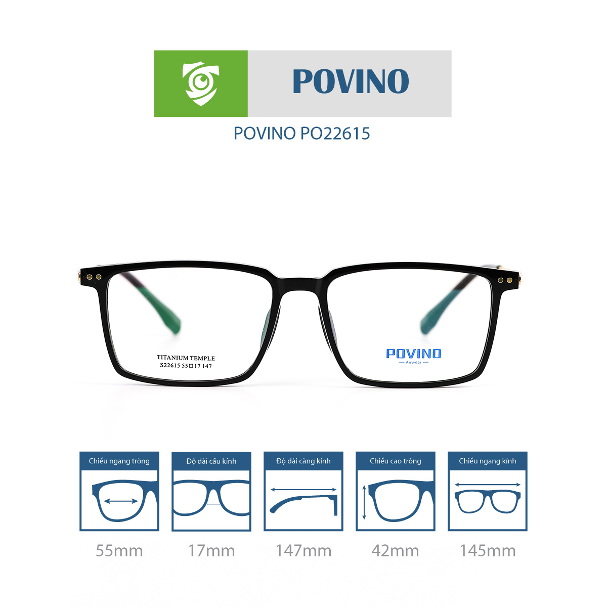 Gọng kính POVINO PO22615 - Ảnh 1