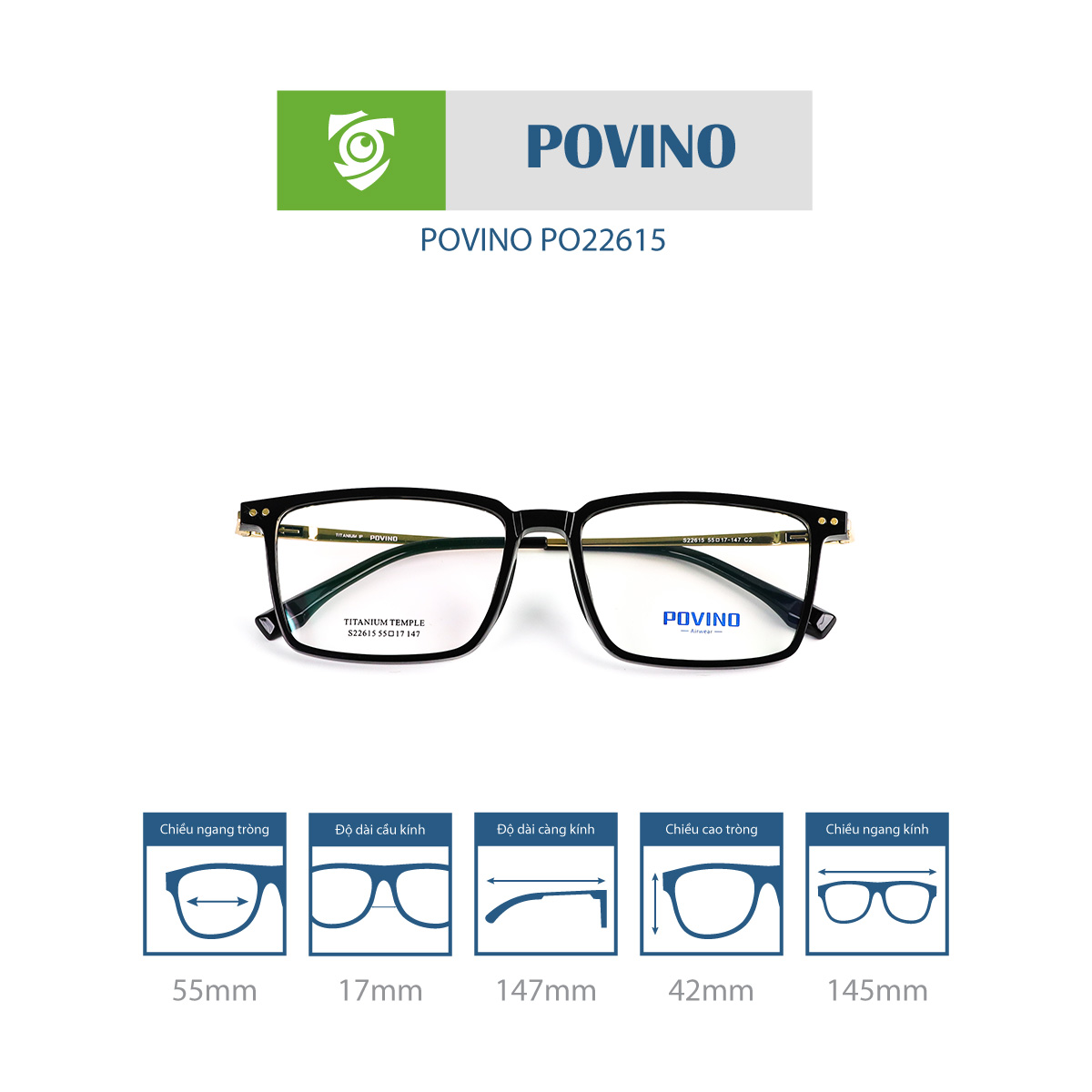 Gọng kính POVINO PO22615 - Ảnh 5