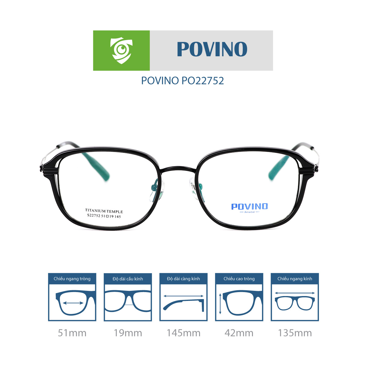 Gọng kính POVINO PO22752 - Ảnh 1