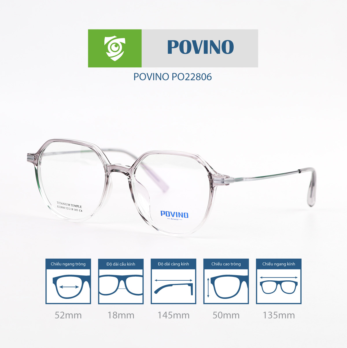 Gọng kính POVINO PO22806 - Ảnh 13
