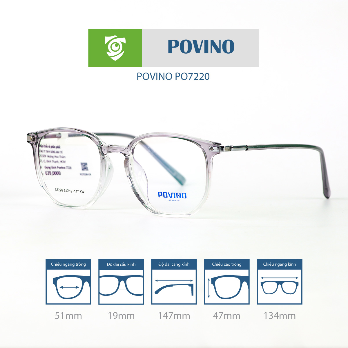 Gọng kính POVINO PO7220 - Ảnh 4