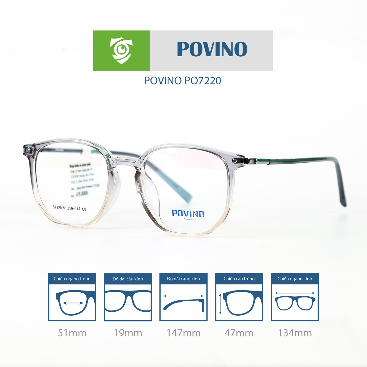Gọng kính POVINO PO7220 - Ảnh 6