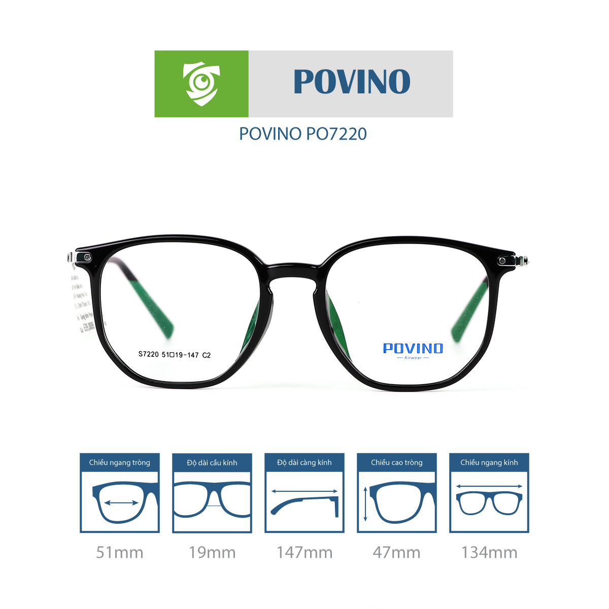 Gọng kính POVINO PO7220 - Ảnh 1