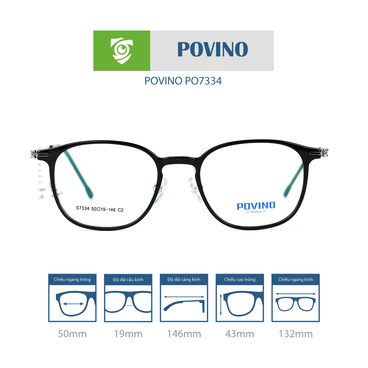 Gọng kính POVINO PO7334 - Ảnh 1