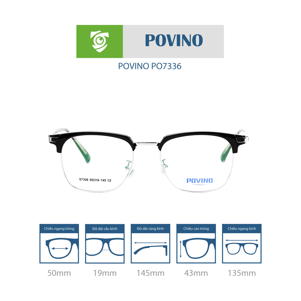 Gọng kính POVINO PO7336 - Ảnh 1