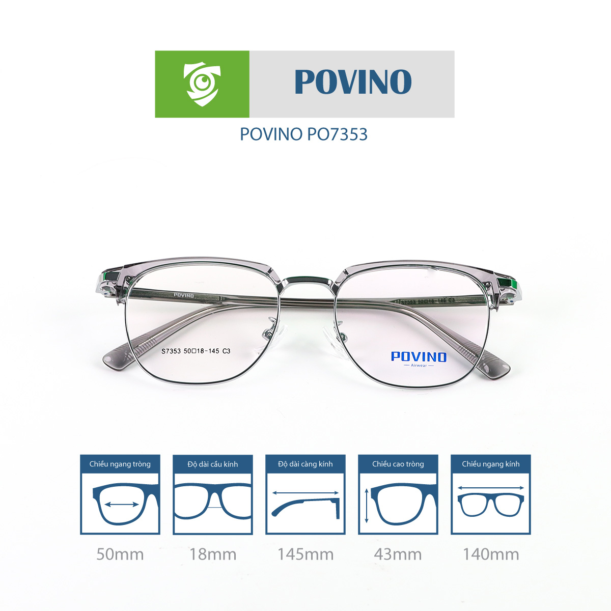 Gọng kính POVINO PO7353 - Ảnh 9
