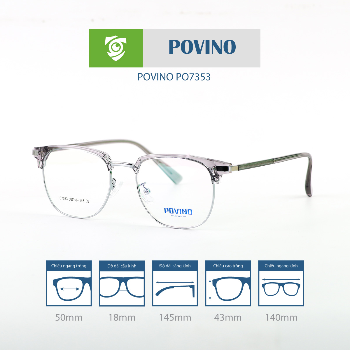 Gọng kính POVINO PO7353 - Ảnh 5