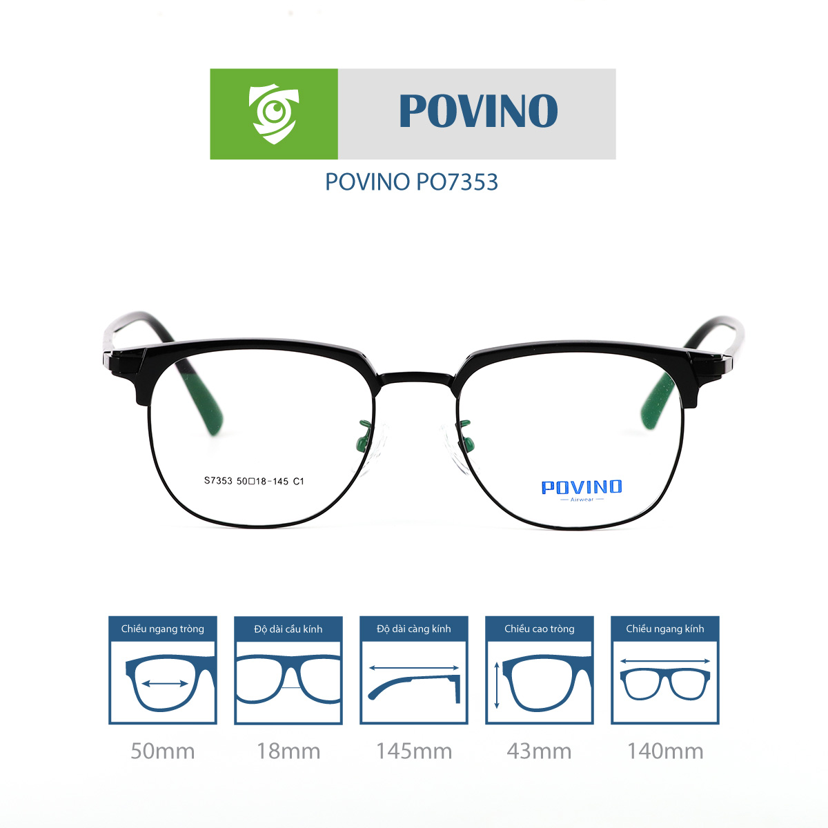 Gọng kính POVINO PO7353 - Ảnh 1