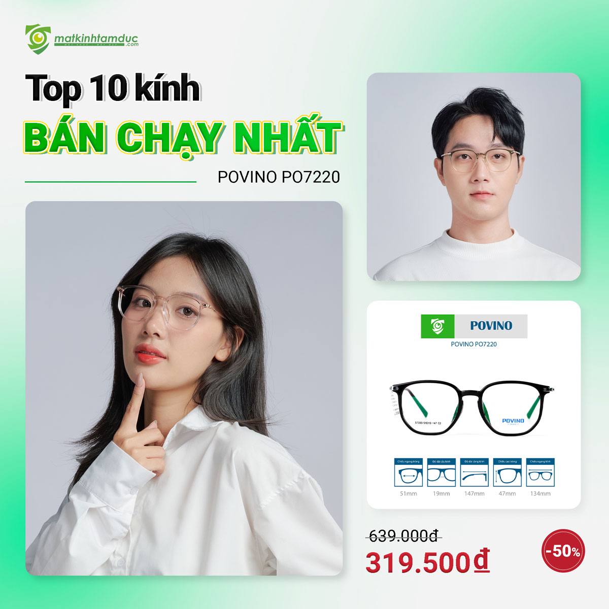 Gọng kính POVINO PO7220 - Ảnh 2