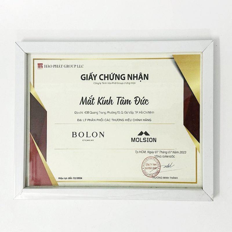 Giấy chứng nhận "Đại lý phân phối các thương hiệu chính hãng" Công ty TNHH Hào Phát Group.