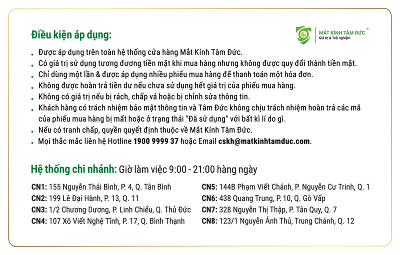 Điều kiện áp dụng phiếu mua hàng