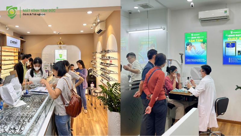 Khách hàng trải nghiệm dịch vụ tại cửa hàng mắt kính Tâm Đức Bình Thạnh