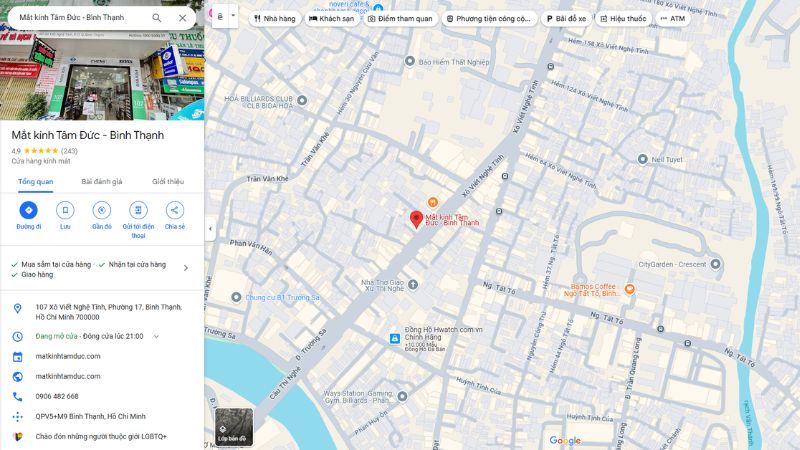Địa chỉ cửa hàng mắt kính Tâm Đức Xô Viết Nghệ Tĩnh trên Google Maps