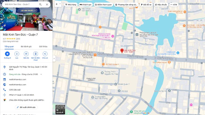 Cửa hàng kính mắt Tâm Đức quận 7 trên Google Maps