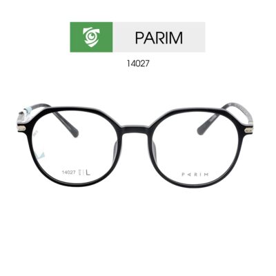 GỌNG kính PARIM PARIM 14027 B1 kiểu dáng tròn - màu ĐEN BÓNG - size L - hình chụp mặt trước sản phẩm