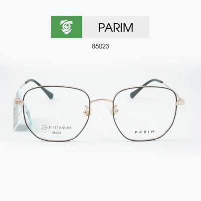 Gọng kính PARIM 85023 K3 - màu đen viền vàng hồng - gọng kính đa giác - ảnh mặt trước sản phẩm