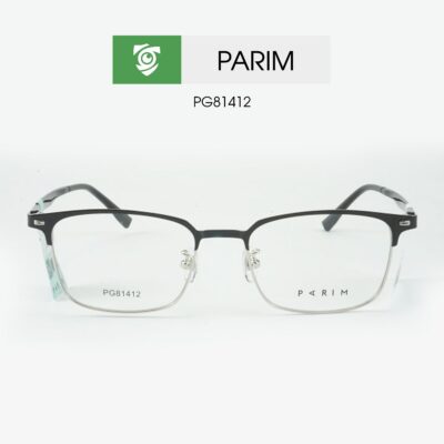 Gọng kính PARIM PG81412 B1 - màu đen bạc - ảnh chụp mặt trước sản phẩm