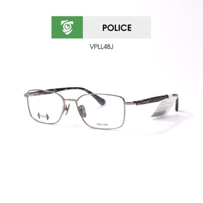 Gọng kính Police VPLL48J 0509 - màu xám đồi mồi - khung kính chữ nhật - hình chụp mặt bên sản phẩm