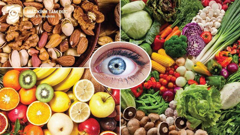 Chế độ dinh dưỡng gồm đa dạng nhóm thực phẩm từ rau xanh các trái cây đến các loại hạt tốt cho đôi mắt