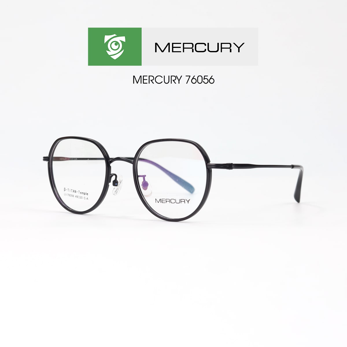 Gọng kính MERCURY LV76056 CA - màu Đen - loại gọng OVAL - hình chụp mặt bên sản phẩm