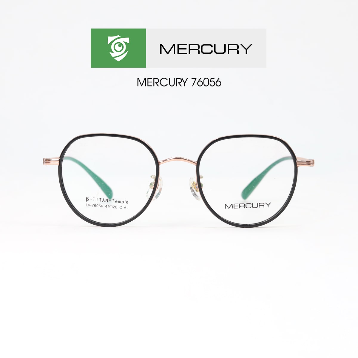 Gọng kính MERCURY LV76056 CA1 - màu Đen vàng - loại gọng OVAL - hình chụp mặt trước sản phẩm