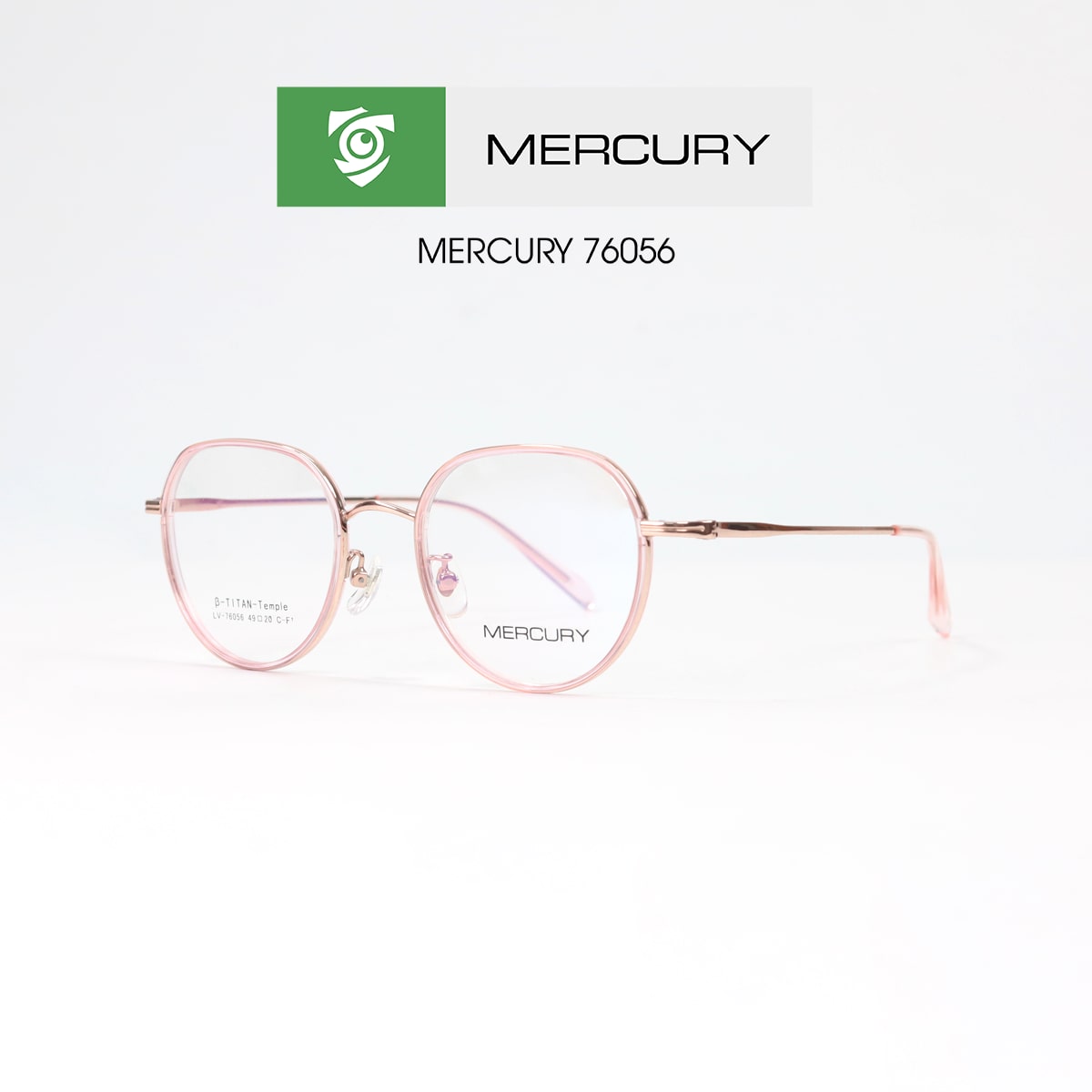 Gọng kính MERCURY LV76056 CF1 - màu hồng - loại gọng OVAL - hình chụp mặt BÊN sản phẩm
