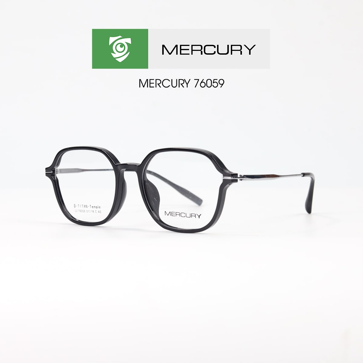 Gọng kính MERCURY LV76059 CA2 - màu ĐEN - loại gọng đa giác - hình chụp mặt bên sản phẩm