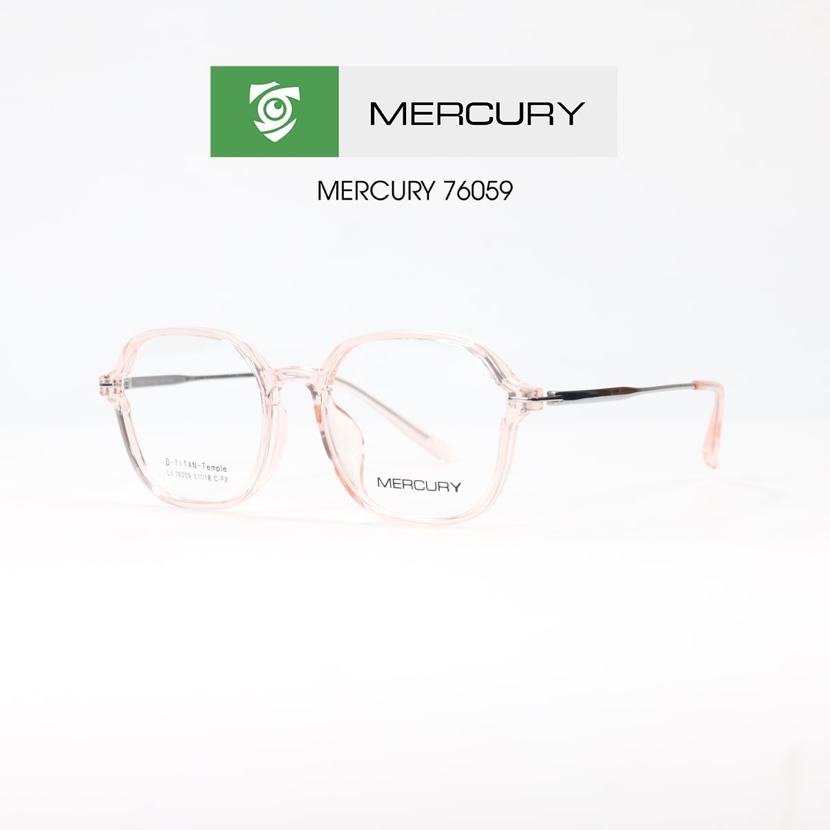 Gọng kính MERCURY LV76059 CF2 - màu hồng - loại gọng đa giác - hình chụp mặt bên sản phẩm