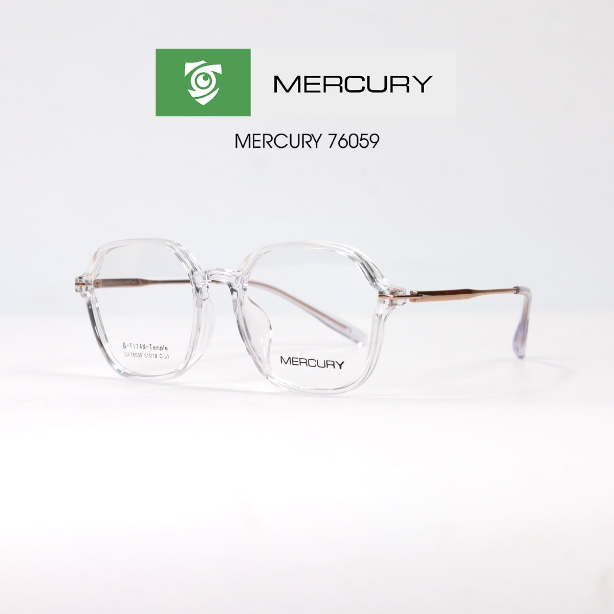 Gọng kính MERCURY LV76059 CJ1 - màu trắng - loại gọng đa giác - hình chụp mặt bên sản phẩm
