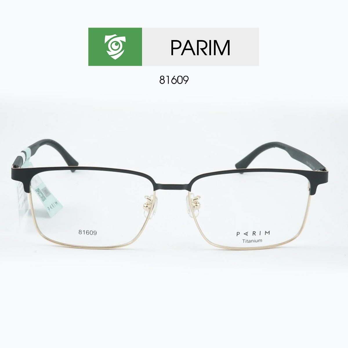 Gọng kính PARIM 81609 K1 - màu vàng - khung kính chữ nhật - hình chụp mặt trước sản phẩm