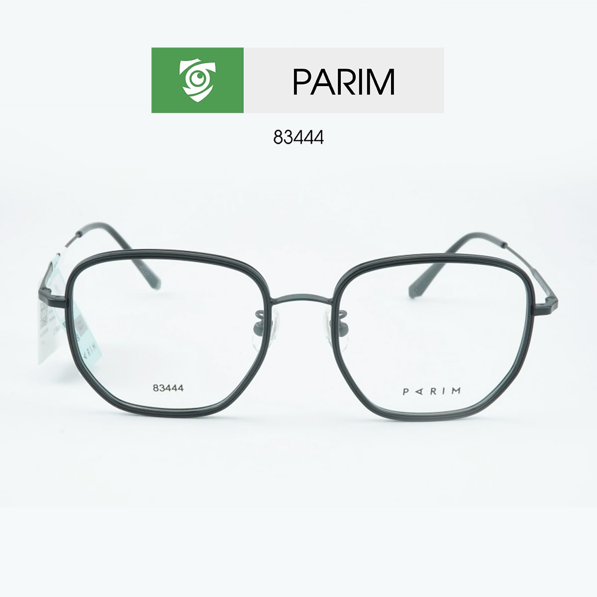 Gọng kính PARIM 83444 B1 - màu đen bóng - ảnh chụp mặt trước sản phẩm 