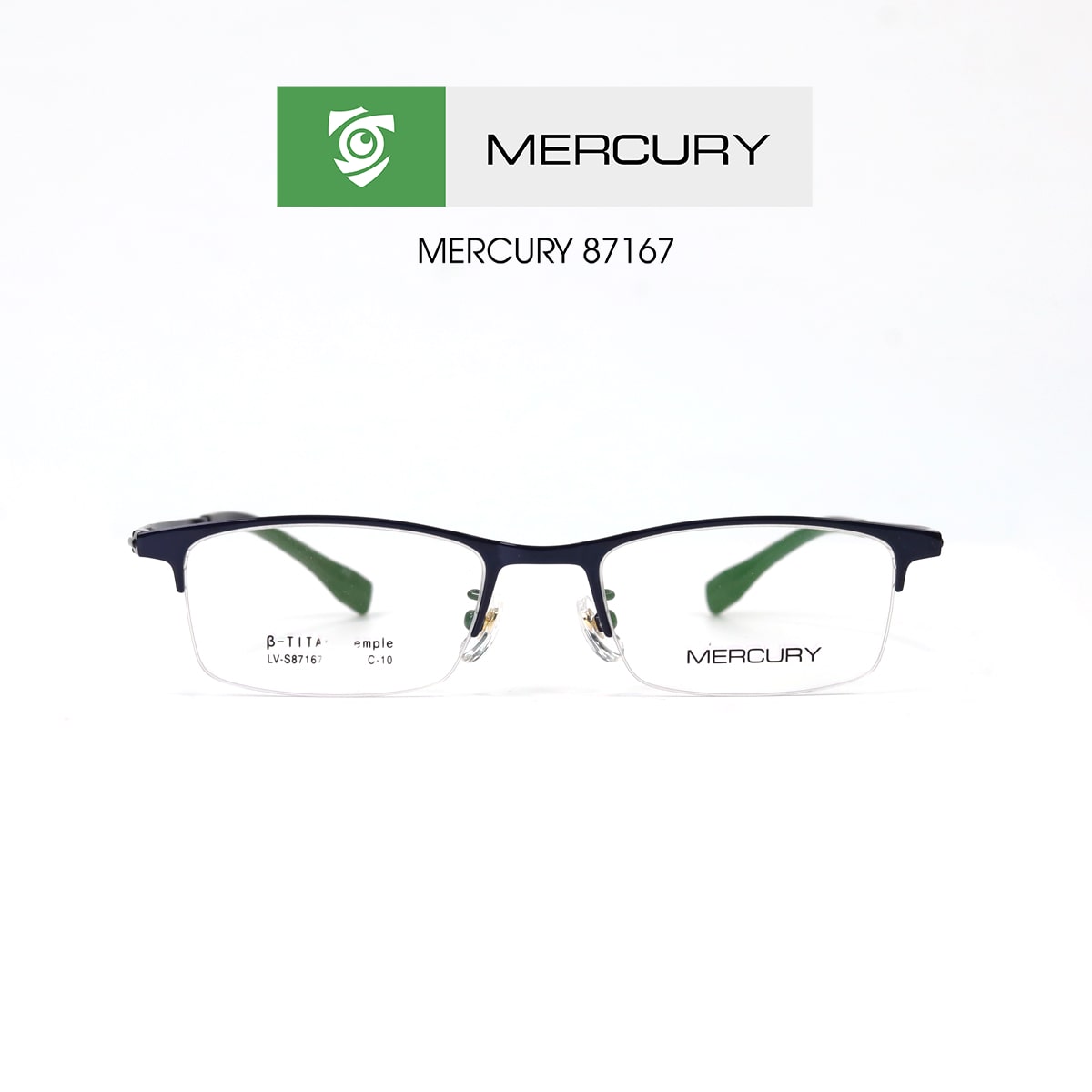 Gọng kính MERCURY LV86251 C10 - màu XANH ĐẬM BÓNG - loại gọng kính chữ nhật - hình chụp mặt trước sản phẩm