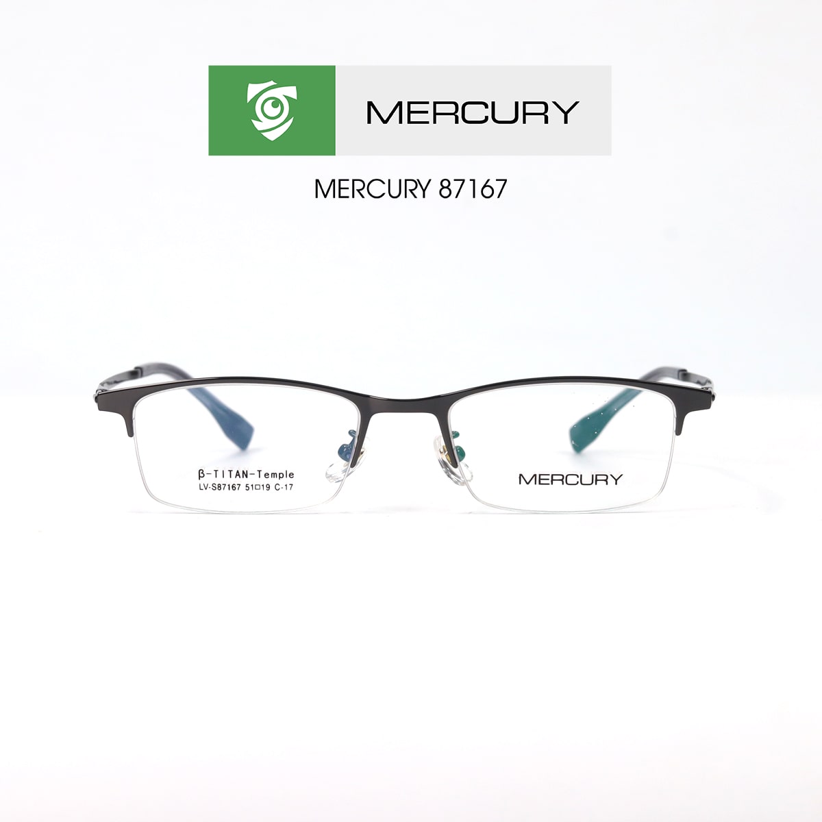 Gọng kính MERCURY LV86251 C17 - màu XÁM - loại gọng kính chữ nhật - hình chụp mặt trước sản phẩm