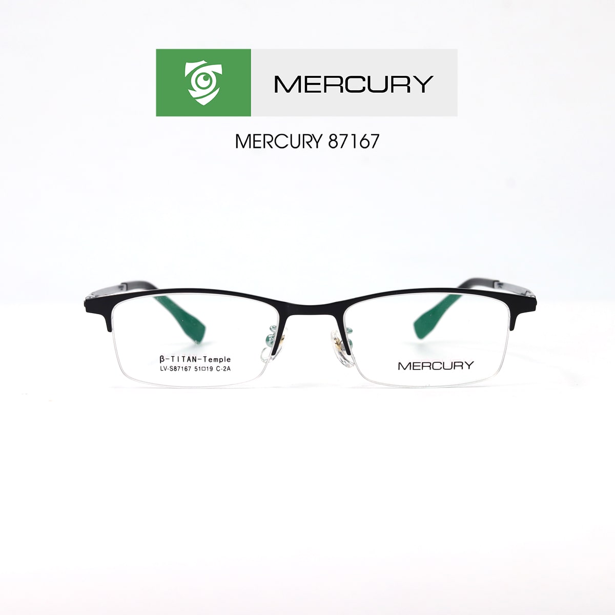 Gọng kính MERCURY LV86251 CA2 - màu đen càng bạc - loại gọng kính chữ nhật - hình chụp mặt trước sản phẩm