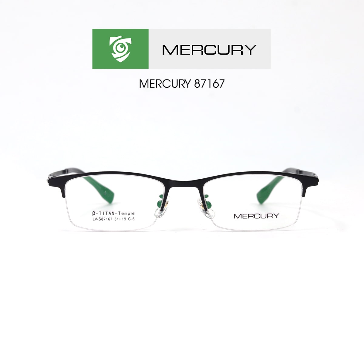 Gọng kính MERCURY LV86251 C6 - màu đen - loại gọng kính chữ nhật - hình chụp mặt trước sản phẩm