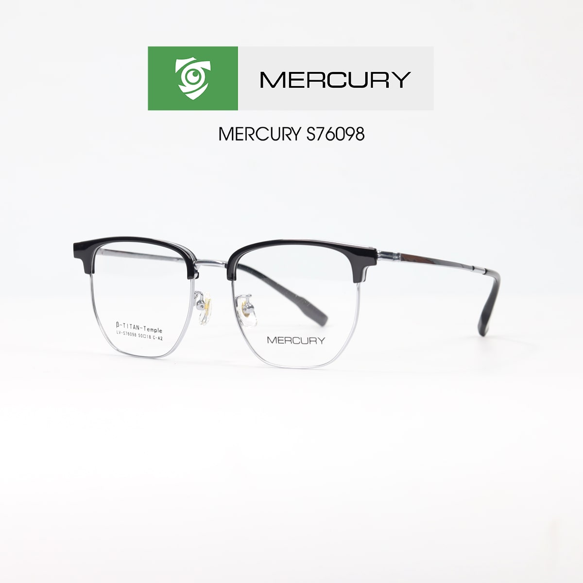 Gọng kính MERCURY LV76098 CA2 - gọng kính đa giác - màu đen trắng - hình mặt bên sản phẩm
